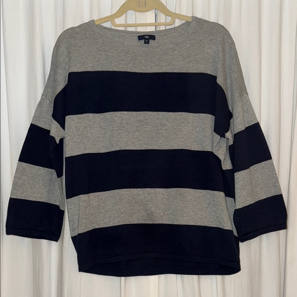 GAP Gray and Navy Striped Women's Sweater